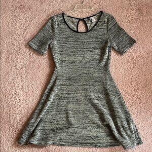 H&M Gray A-Line Midi Dress Scoop Neck Short Sleeve